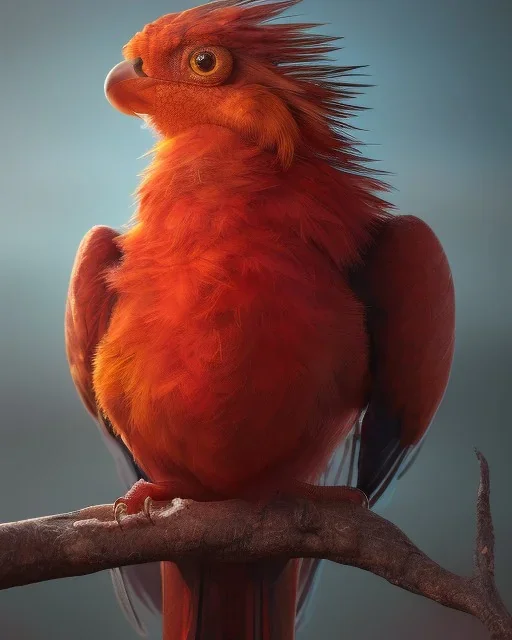 A beautiful portrait of a phenix bird red color scheme, high key lighting, volumetric light high details psychedelic background