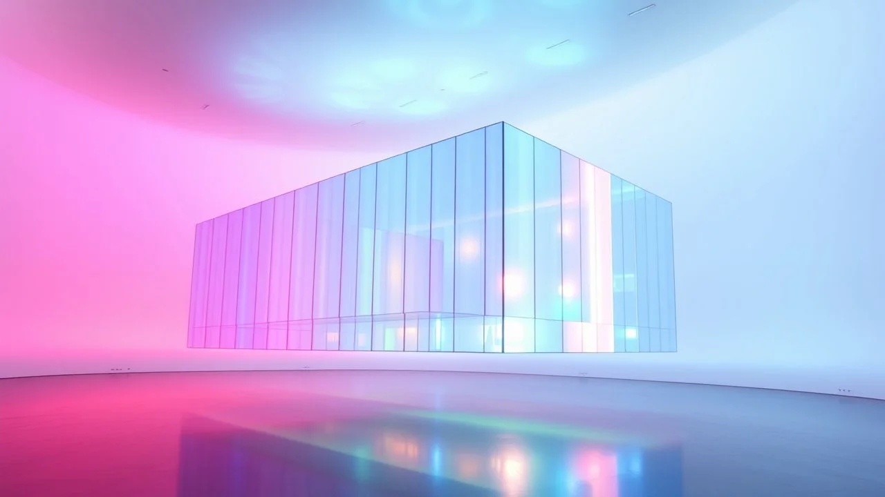 Inspired by the luminous style of James Turrell, a mesmerizing structure emerges: ethereal and otherworldly in its design. The building, resembling a glowing prism suspended in mid-air, radiates an iridescent spectrum of colors. The architectural marvel is captured in a stunning photograph, capturing the play of light and shadow that seems to defy reality. This masterpiece of modern art exhibits a harmonious blend of form and light, beckoning viewers into a transcendent experience of visual wond