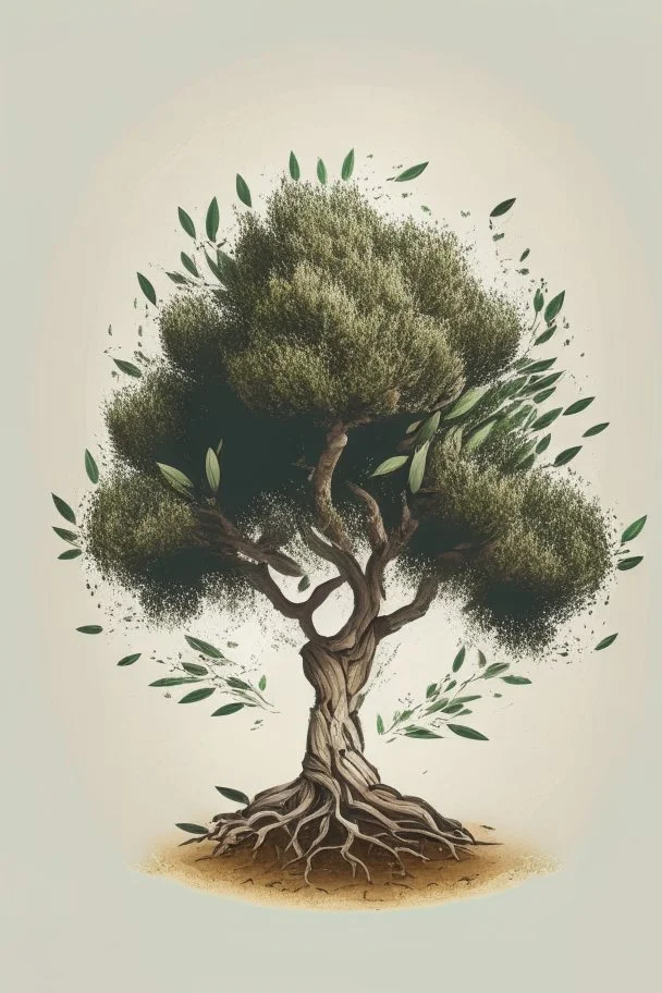 the most beautiful and majestic olive tree, clean background, logo