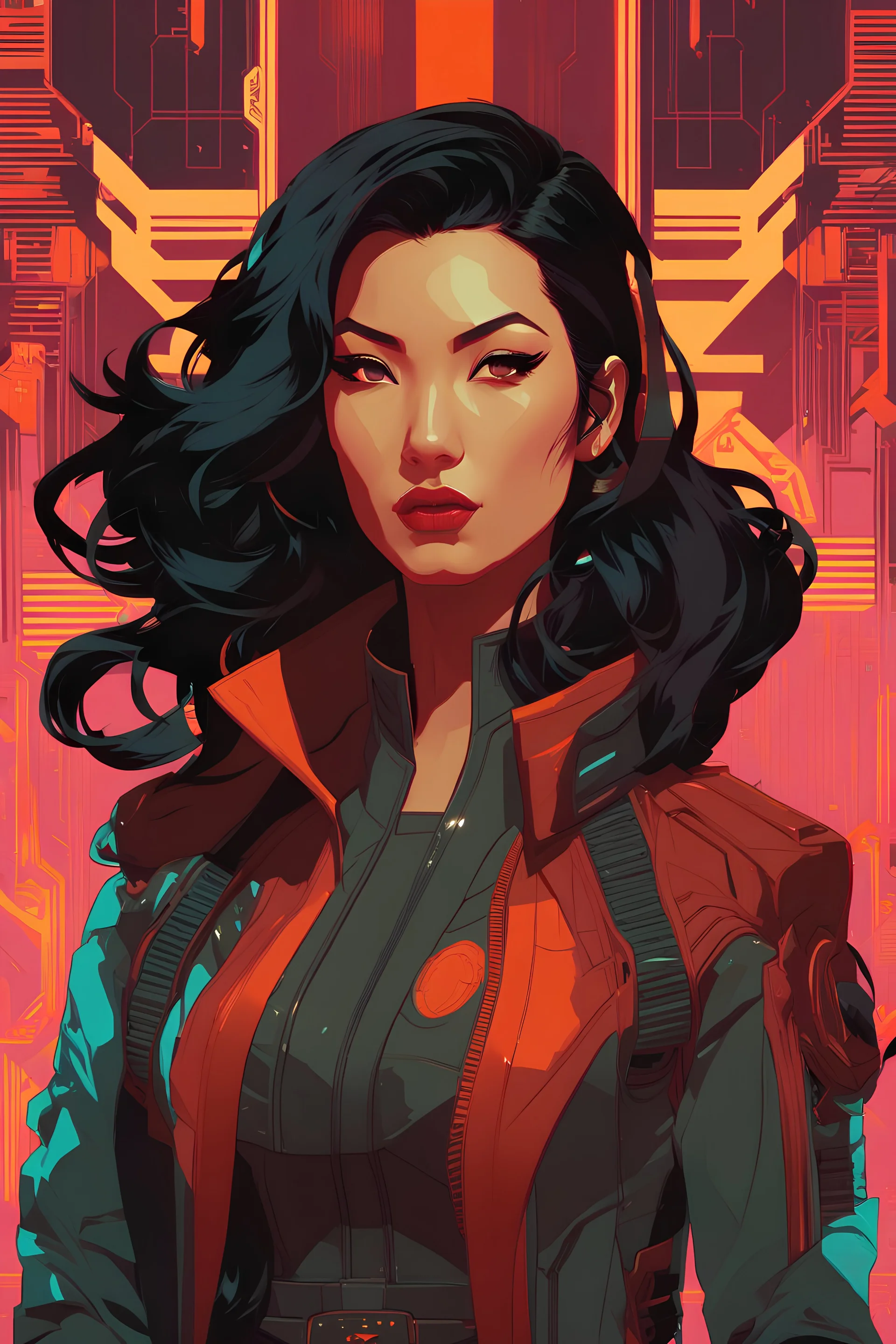 A beautiful portrait painting of a cyberpunk Asami Sato by Pascal Blanche and Sachin Teng and Sam Yang and Greg Rutkowski, in style of colorful comic. symmetry, hyper detailed. octanev render. trending on artstation