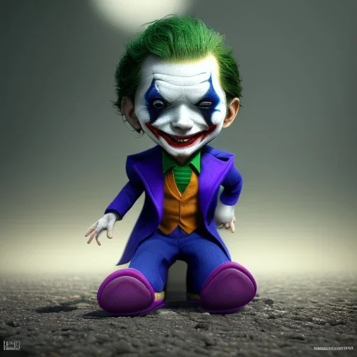 Joker toddler, real, full body, tokio background, dramatic lighting, hyper realistic, 8k