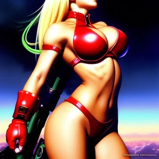 fullbody portrait 'beautiful blonde Sexy busty Cammy(street Fighter)',wearing skintight latex bikini suit,hyperrealistic skin,Hyperrealistic crystal clear eyes,painting by gaston bussiere, greg rutkowski, yoji shinkawa, yoshitaka amano, tsutomu nihei, donato giancola, tim hildebrandt, oil on canvas, cinematic composition, extreme detail,fit full head inside picture,32k