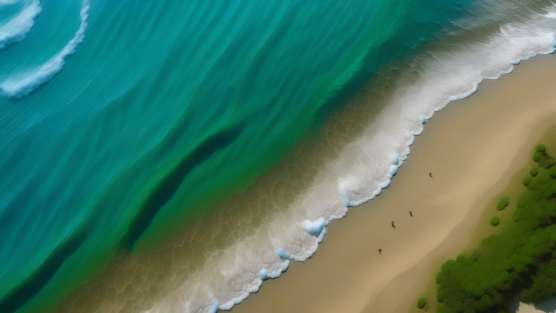 mer à la plage en vue du dessus