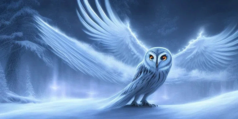 snow winged OWL lightning RAVEN