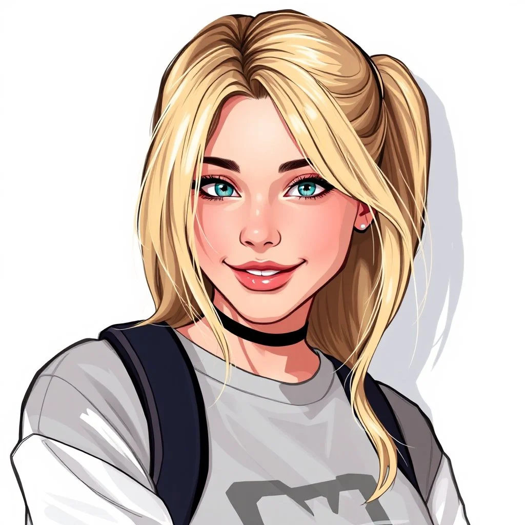 a popular girl, blonde, digital art, stylised, late 2000s, high schooler