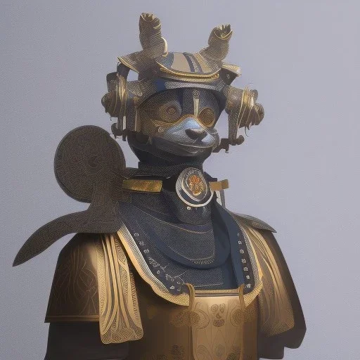 beautiful smooth realistic Japanese samurai robot cat body, run on dark cosmos background, dog еye, extremely sharp detail, finely tuned detail, ultra high definition, 8 k, unreal engine 5, ultra sharp focus, accurate sword wings, positive smile