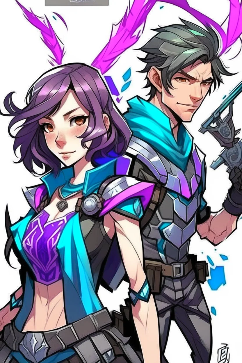 genç çift çizim tarzı kız kısa saçlı erkek kıvırcık raze erkek ve sage kız