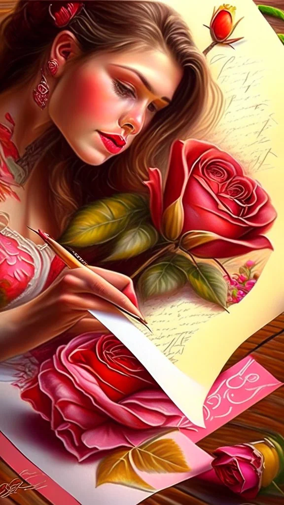 love letter, art, drawing, very realistic, detailed, vibrant colors.