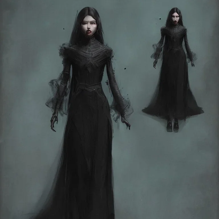 dark elegant dress shadow woman, powerful, creepy, matter, majestic, flow, illustration, concept art, by Greg Rutkowski, Sung Choi, Mitchell Mohrhauser, Maciej Kuciara, Johnson Ting