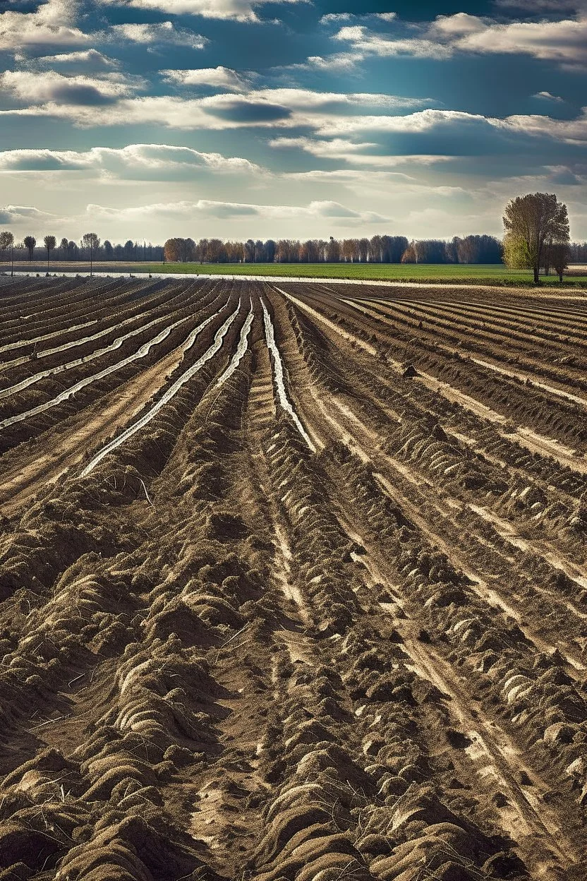 A beautiful landscape with a ploughed land