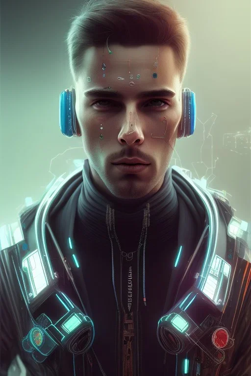 cyberpunk, head, men, portrai