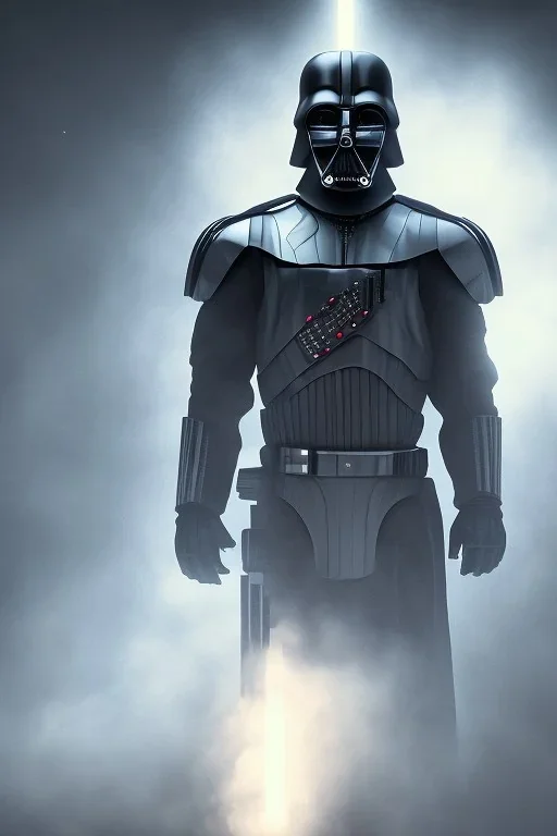 Darkvader outfit, high definition, ultra 8 k, volumetric lighting, blue fire, fog