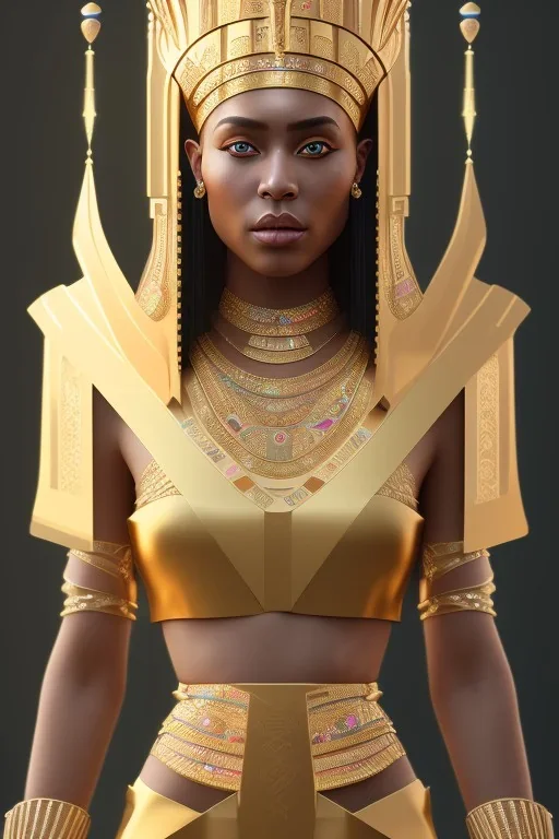 Beautiful pharaonic queen, pharaonic dress, clear features, too many details, 4k, 8k, portrait, 3d, fantasy