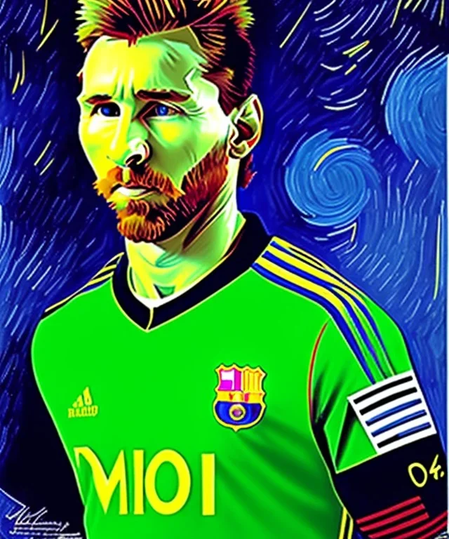 Portrait of lionel Messi by van Gogh