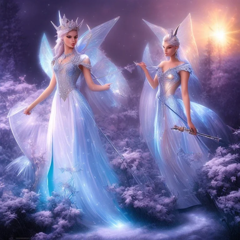 bright ice fairy, casttle, rabbits, ice mountain, crystal, ice crystal