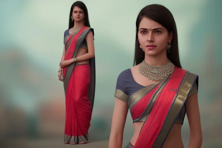 full body photo of a girl in saree i,hyperrealistic,detailed,8k,cinematic