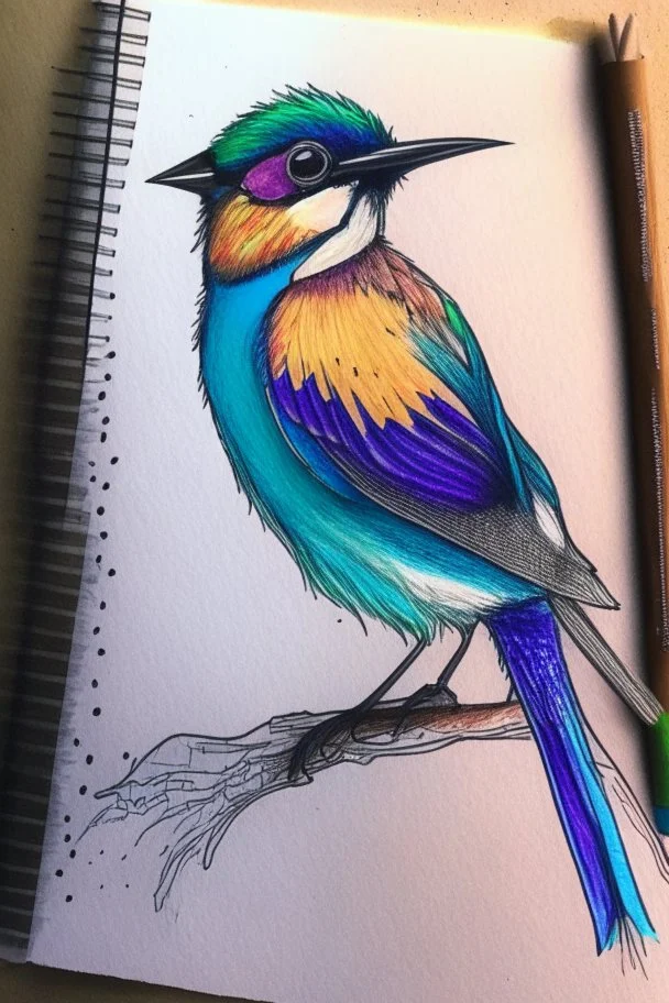 a bird drawing made with alcohol markers