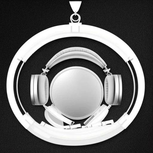 Clear polyester necklace with a pendant in the shape of a pair of headphones