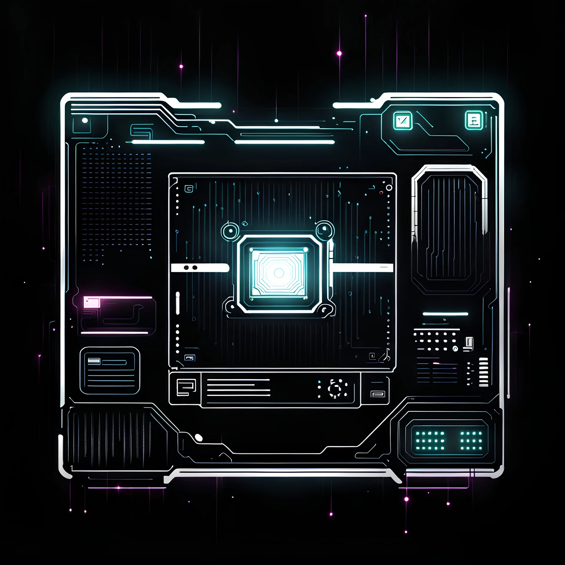 data file, cyberpunk style, white lighting, black background, video game icon