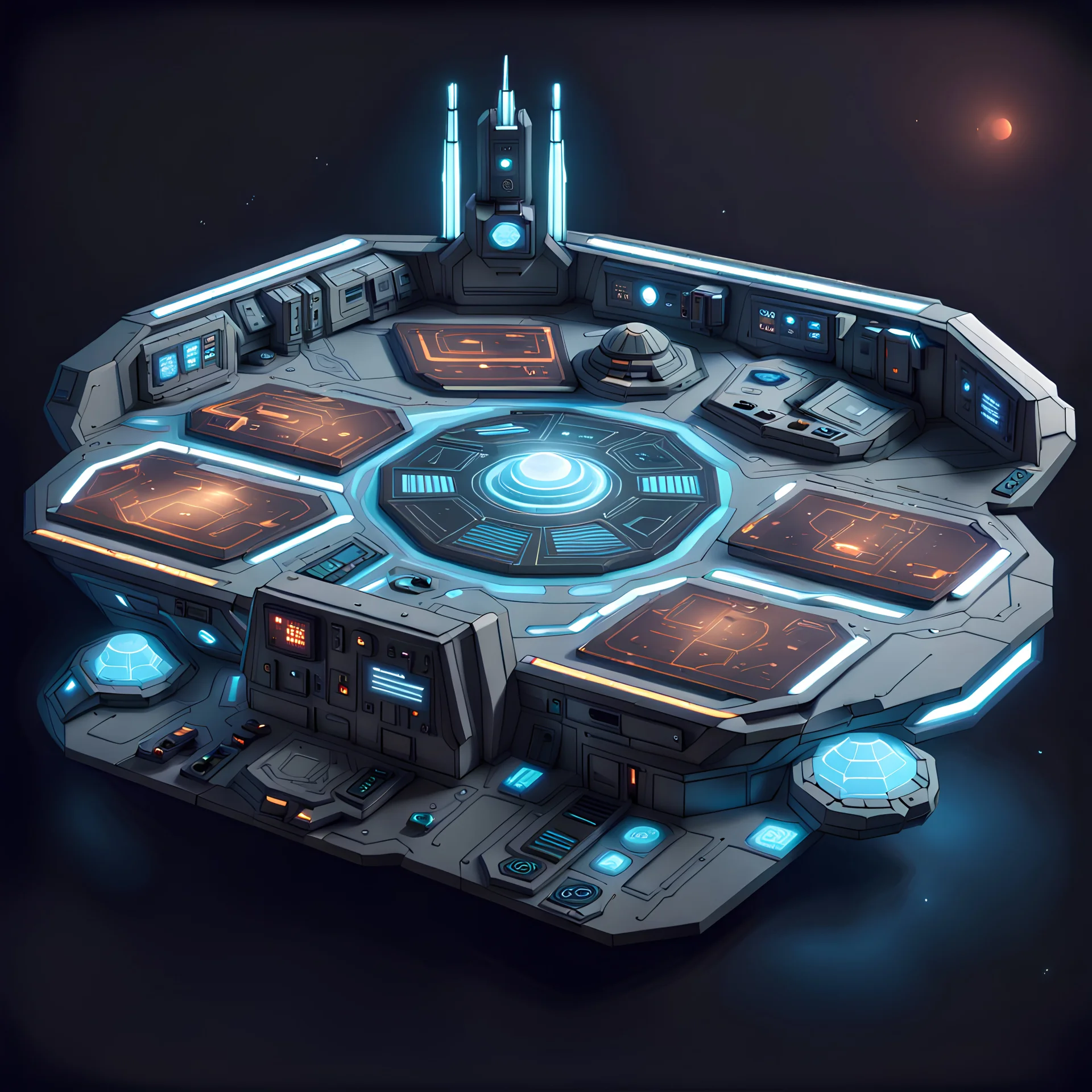 scifi control and command center, simple design