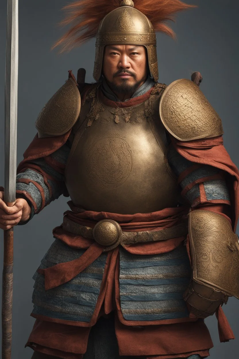 Close-up of a warrior the 1200s and a Mongol warriors portrait , strong athletic build