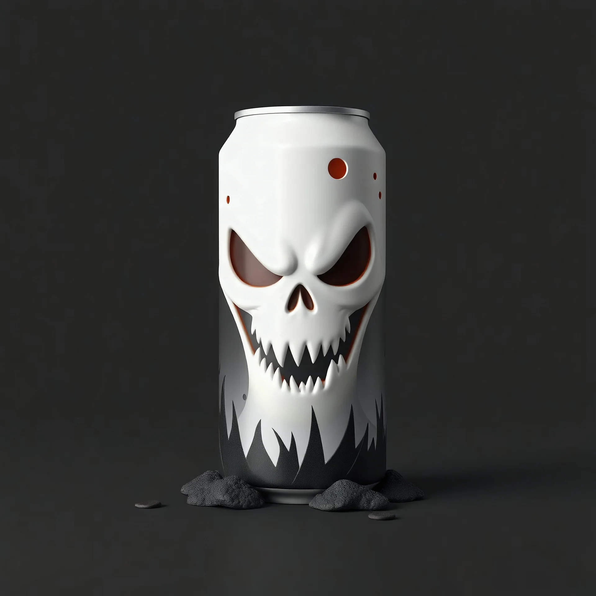 Monster Can, #Halloween2025# tema halloween, para se criar model 3D depois. background branco.