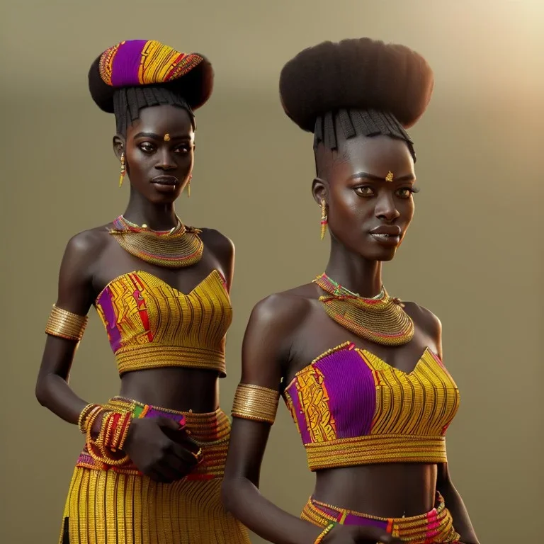 kente african bride model, full body, cinema 4d, octane render, high detail