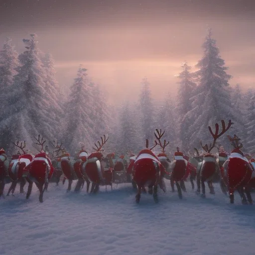 santa army fighting against reindeers