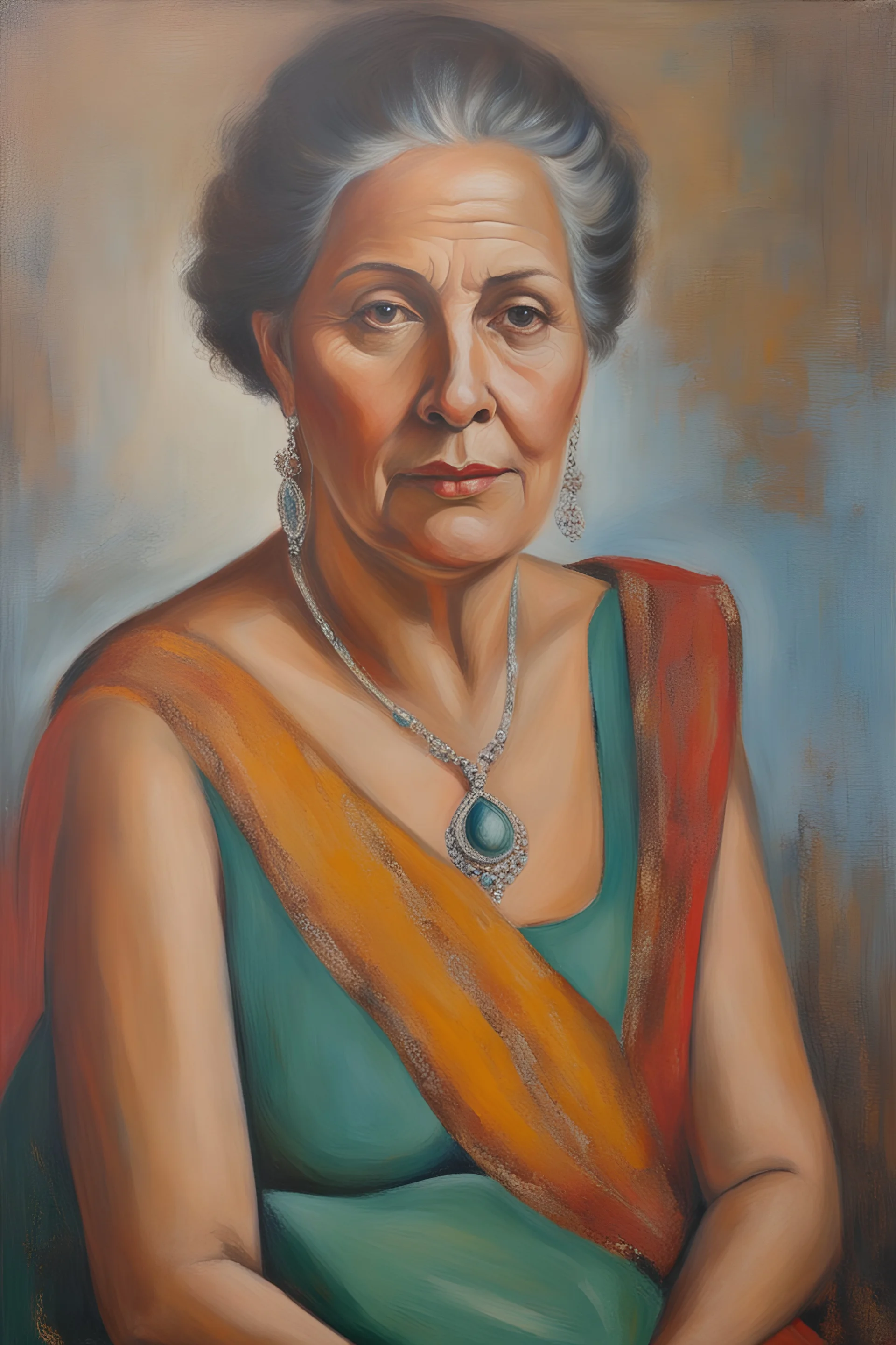 Oil painting, Elias Savalerria, woman 60 years old