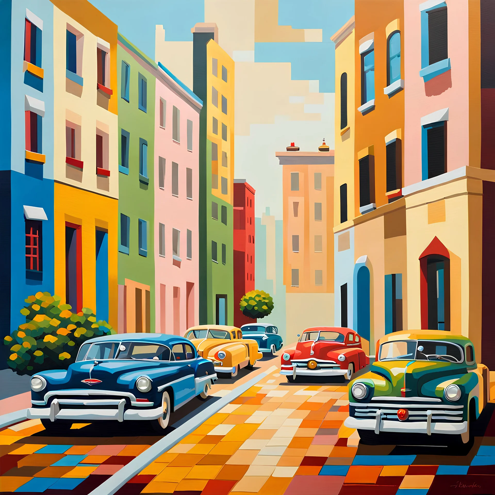 The mix of past and present meet in this pixelated painting. Created with a palette knife technique, this work captures the energy of a being out of the ordinary. Immerse yourself in a surreal world that evokes the 1950s, where the visual juxtaposition between classic and contemporary becomes a canvas of unique expression. Each pixel is a piece of this artistic puzzle that transports you to an extraordinary universe.