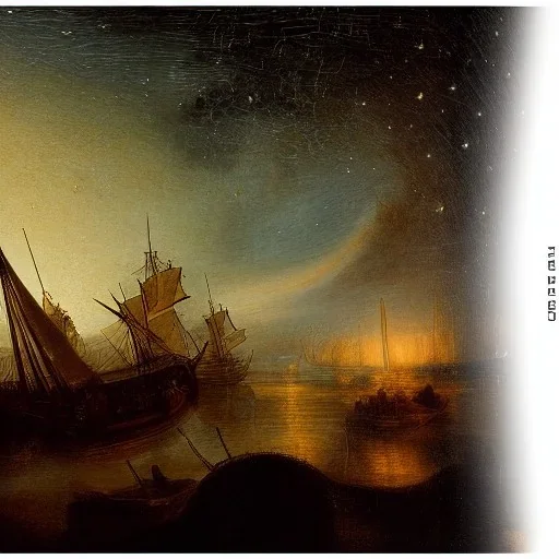 Rembrandt, stars, planets, ships, space