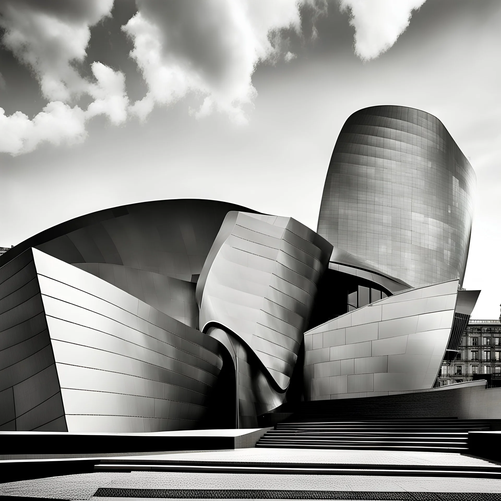 guggenheim bilbao pictogramme noir et blanc