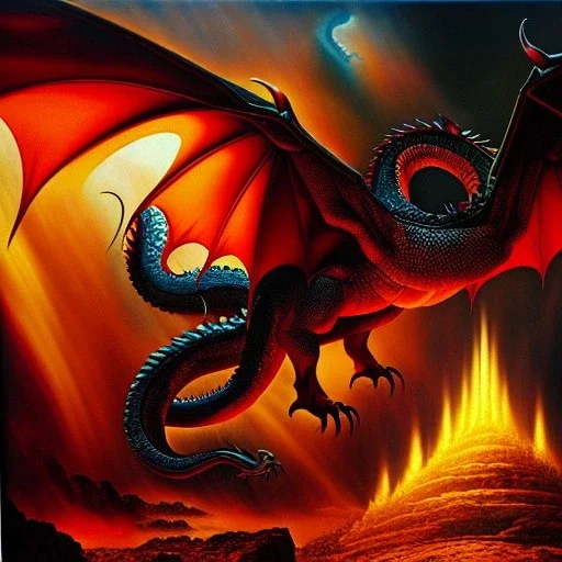 portrait oil on canvas,' And the great dragon was cast out, that old serpent, called the Devil, and Satan, which deceiveth the whole world: he was cast out into the earth, and his angels were cast out with him',comic book cover, mystical colors,insanely detailed,realistic,intrincate detail, 16k resolution, masterpiece,Simon Bisley,Frank Frazetta,Alex Horley,ARTHUR ADAMS