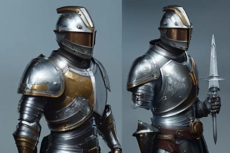 shining medieval knight armor pieces, realistic, detailed, metallic, digital painting, Unreal Engine 5