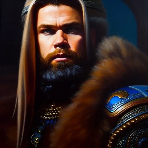 portrait of Slaine painting by Brom , oil on canvas, cinematic composition, extreme detail,fit full head inside picture,8k