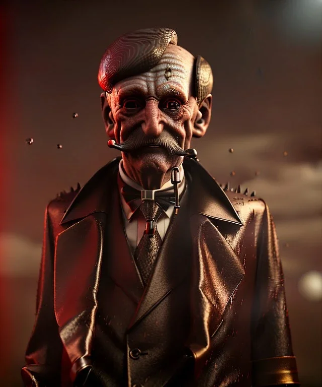 Surreal, steampunk, cabaret scene. Russian old man. Sweat, rain, smoking, happy, hot, people background, highly detailed, concept art, unreal engine 5, god rays, ray tracing, RTX, lumen lighting, ultra detail, volumetric lighting, 3d, finely drawn, high definition, high resolution.