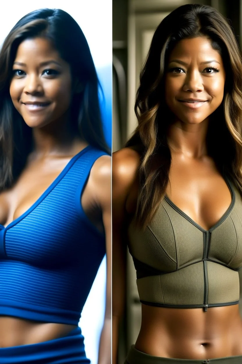 Gina Rodriguez fully transformed into an reptilian female, Keywords: Reptilian alien, radiant scales, multiple evenly spaced breasts. Measurements: Four sets of breasts - 38 inches each, Waist - 26 inches, Hips - 40 inches. Limbs: Four graceful arms, embodying cosmic power. Gina's otherworldly essence captured with enhanced curves, an alluring blend of reptilian beauty, transcending Earthly limitations.