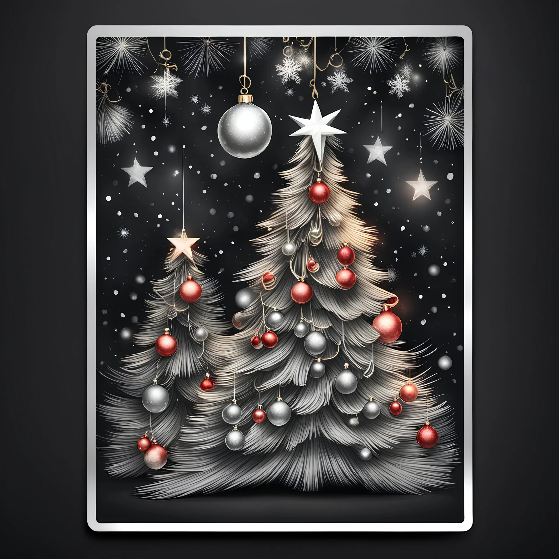 Hyper Realistic Christmas Celebration Sketch Card with dark background