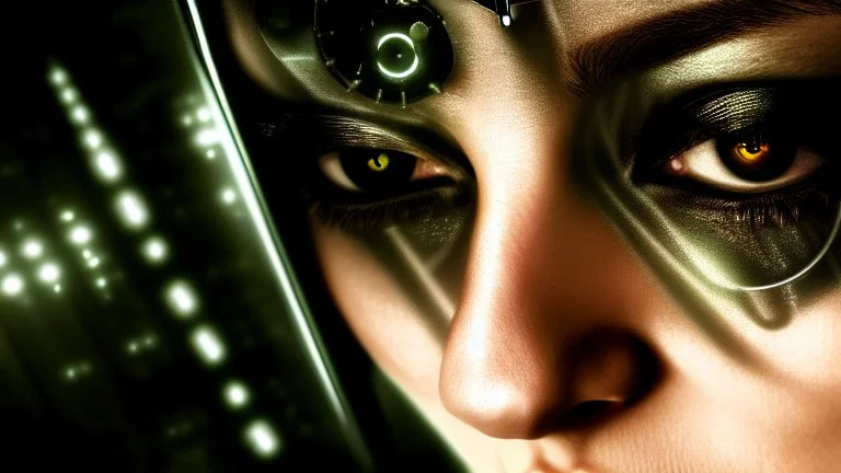 matrix style cyborg portrait detailed symmetrical realistic eyes steampunk cyborg cyborg intricate detailed to scale hyperrealistic dark lighting digital concept art