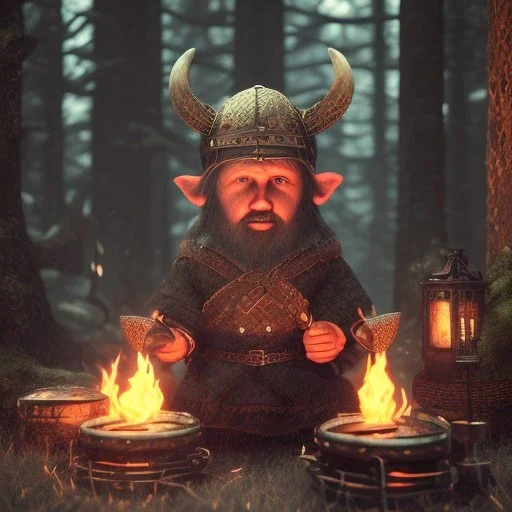 old viking sitting near campfire, scary, steam punk, realistic, made in octane, cinematic, ultra-realistic, extremely detailed octane rendering, 8K, VRAY Super Real ar 2:3, dof photorealistic futuristic 50mm lens hard lighting dark gray tintype photograph, realistic lighting, sepia color