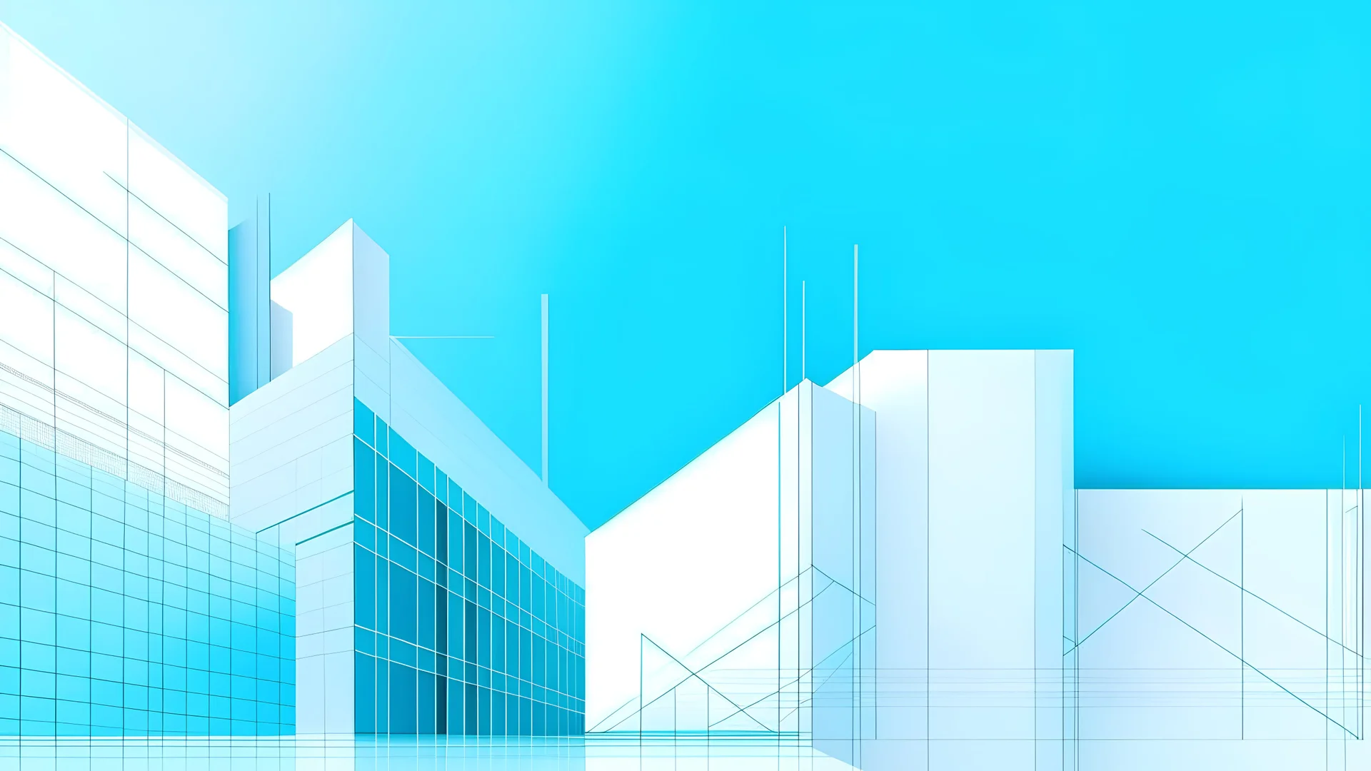 Background for commercial presentation of construction company. White, blue and cyan colours. Minimalistic.