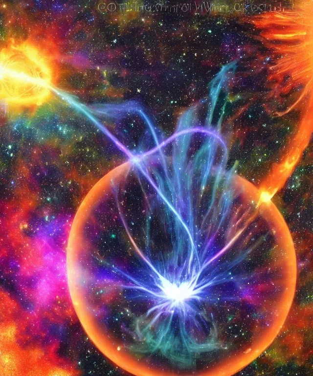 Ball of cosmic astral water earth air fire plasma electricity Sparks