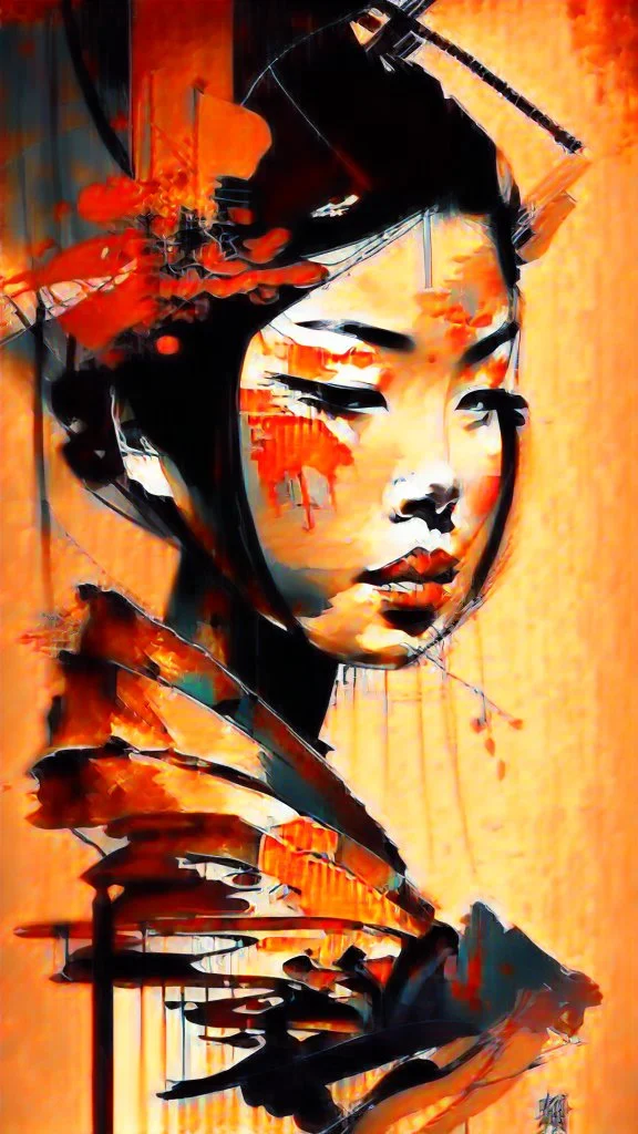 abstract art chinese women