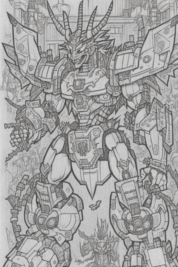 coloring book page of a magical unicron pokemon ,monochrome, black and white, sharp, sketch drawing