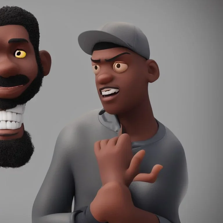 pixar render, young black man with gotee in fantesy gaming world