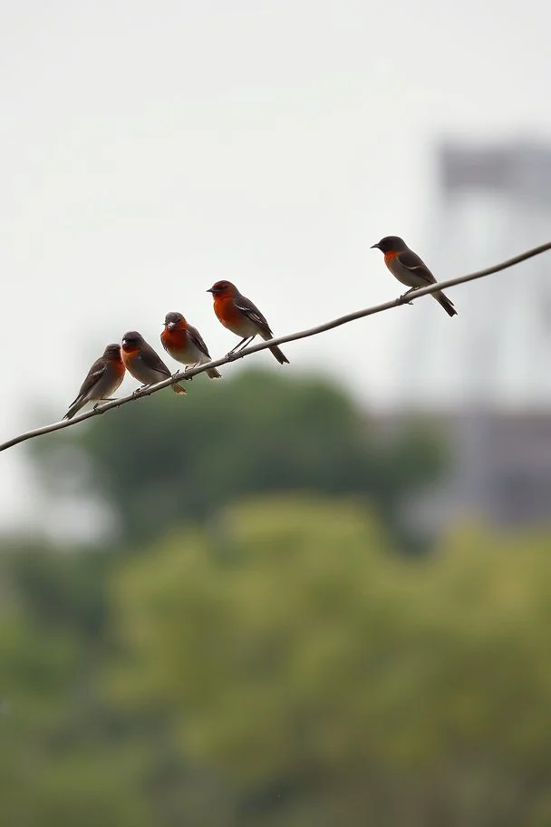 6 birds on wire