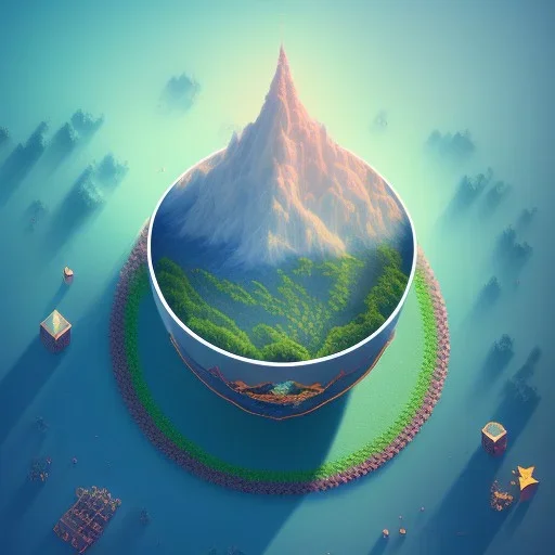 100mm photo of isometric floating island in the sky, surreal coffee with jewels, intricate, high detail, behance, microworlds smooth, macro sharp focus, centered