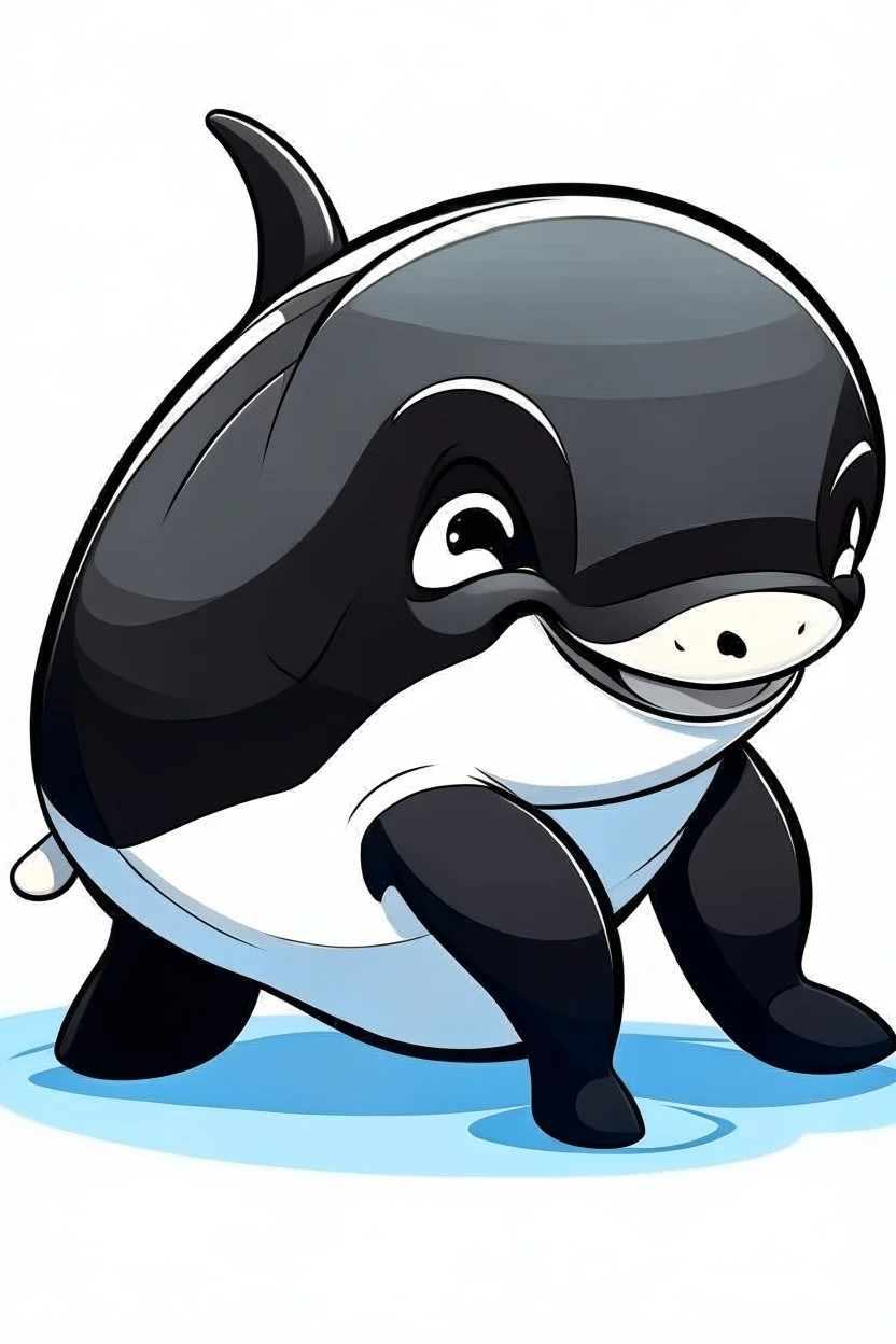 orca cartoon chibi with leg