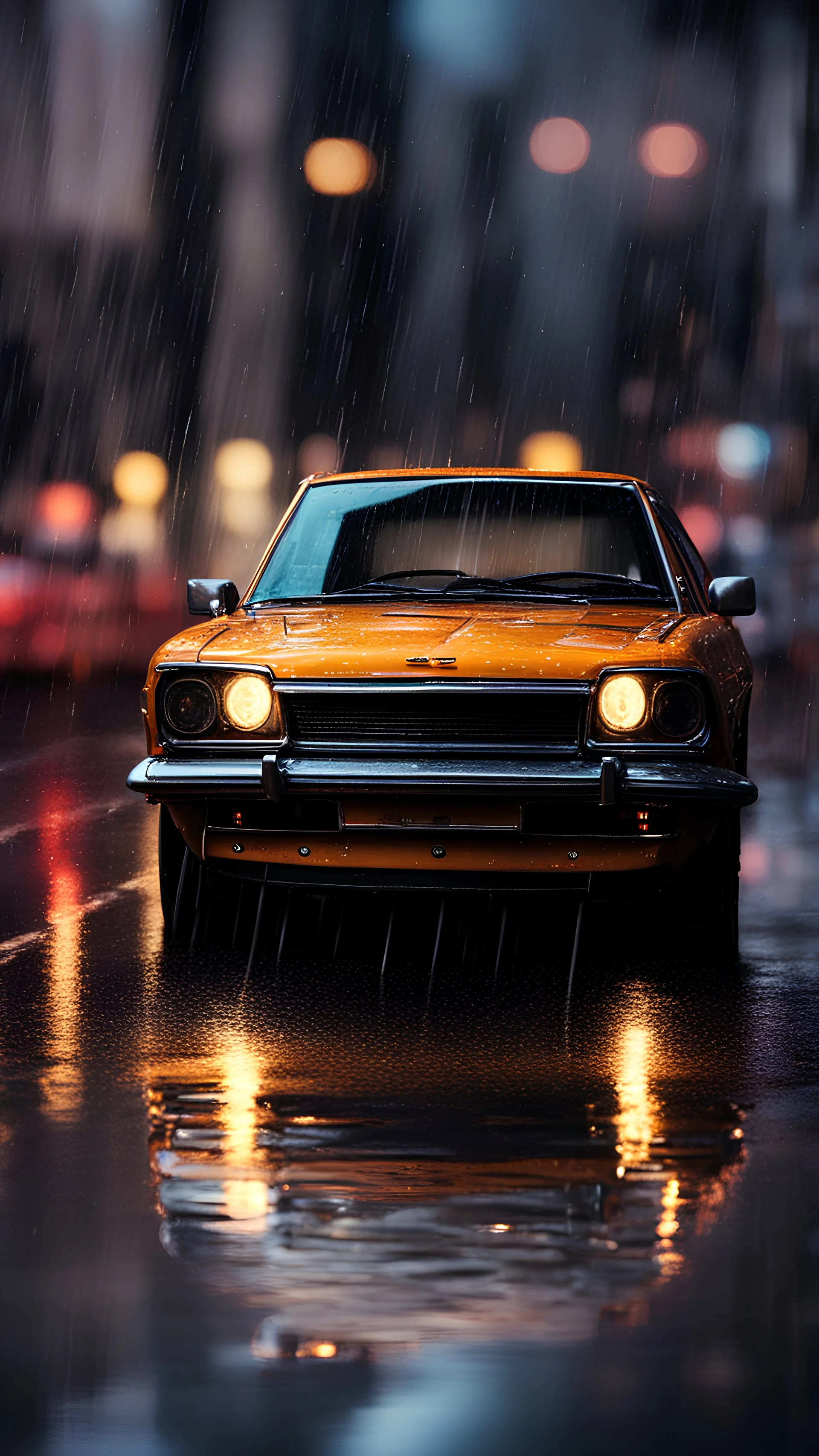 car,rain,reflections,4k,raytracing,night