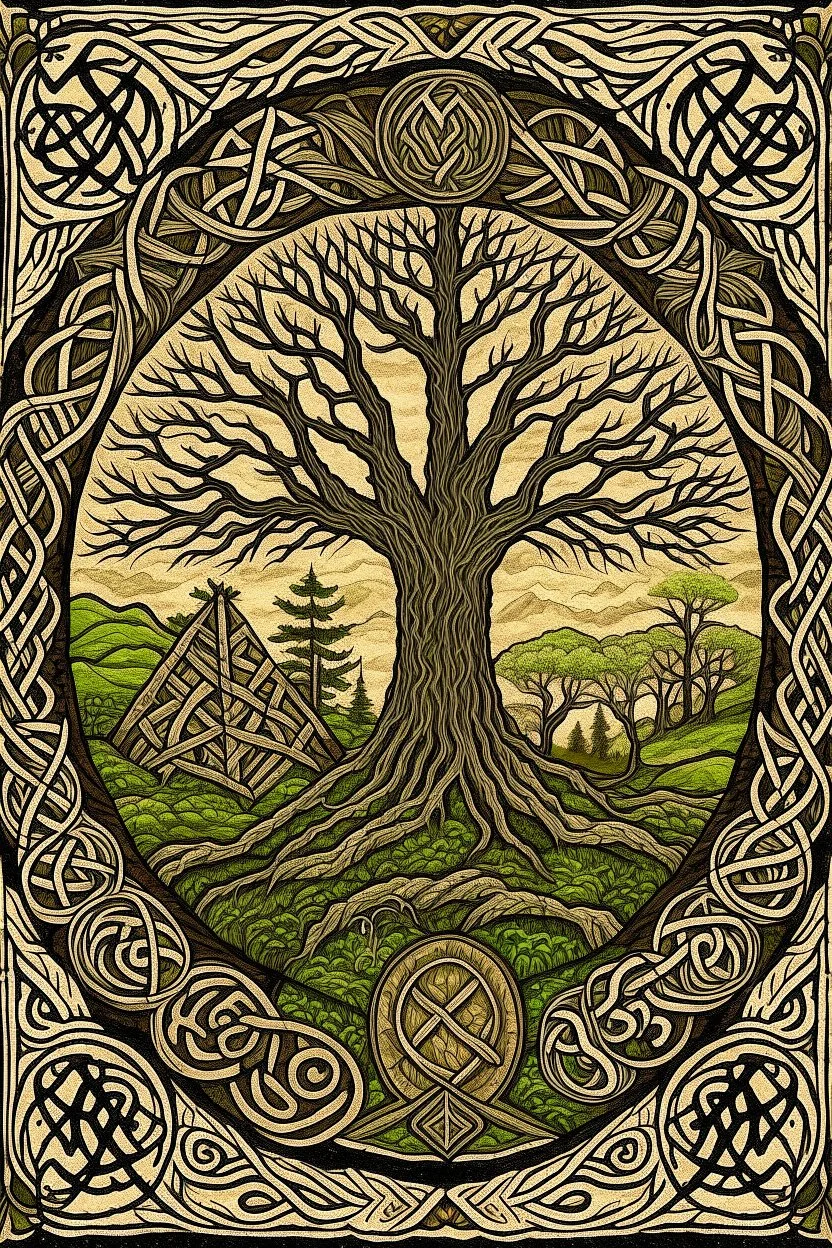 European pagan rune art with nature